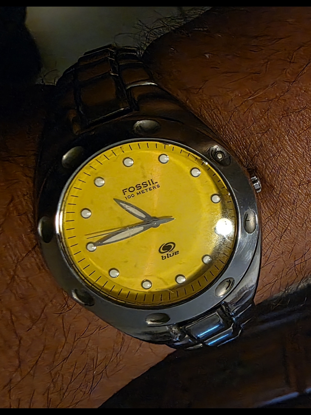 Fossil Yellow Dial Stainless Steel Wristwatch